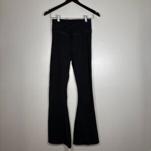 Pink Victoria's Secret black flare leggings with cross waist